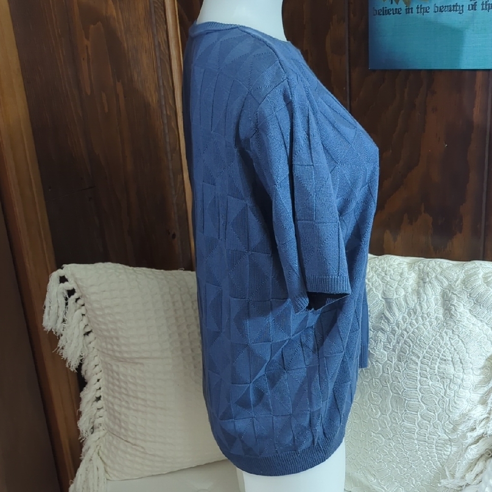 💙 Textured Knit Short Sleeve Pullover – Blue | Size XL | Fred Dunner 💙 - Picture 2 of 16